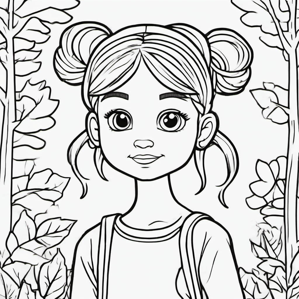 Let her be cute and let her hair be like a bun Create a background with autumn t