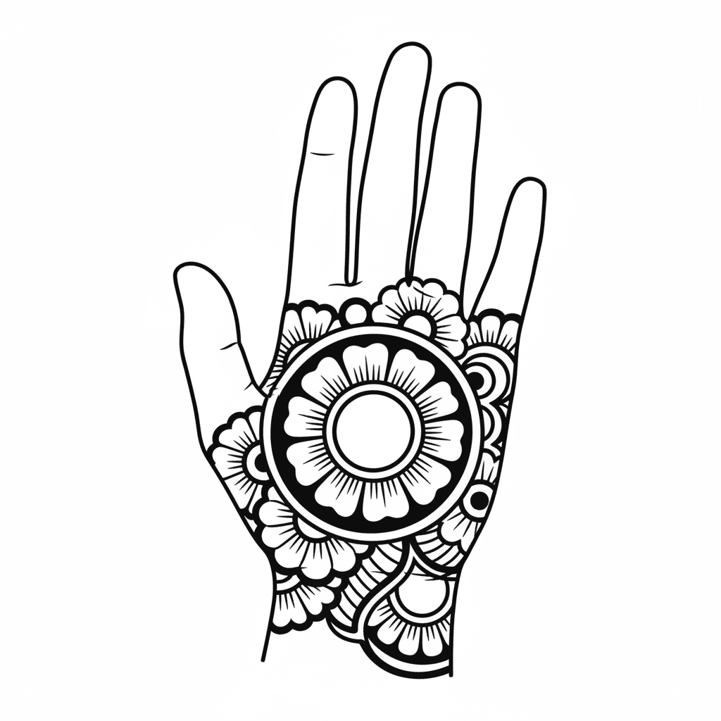 Simple Mehndi on hand round