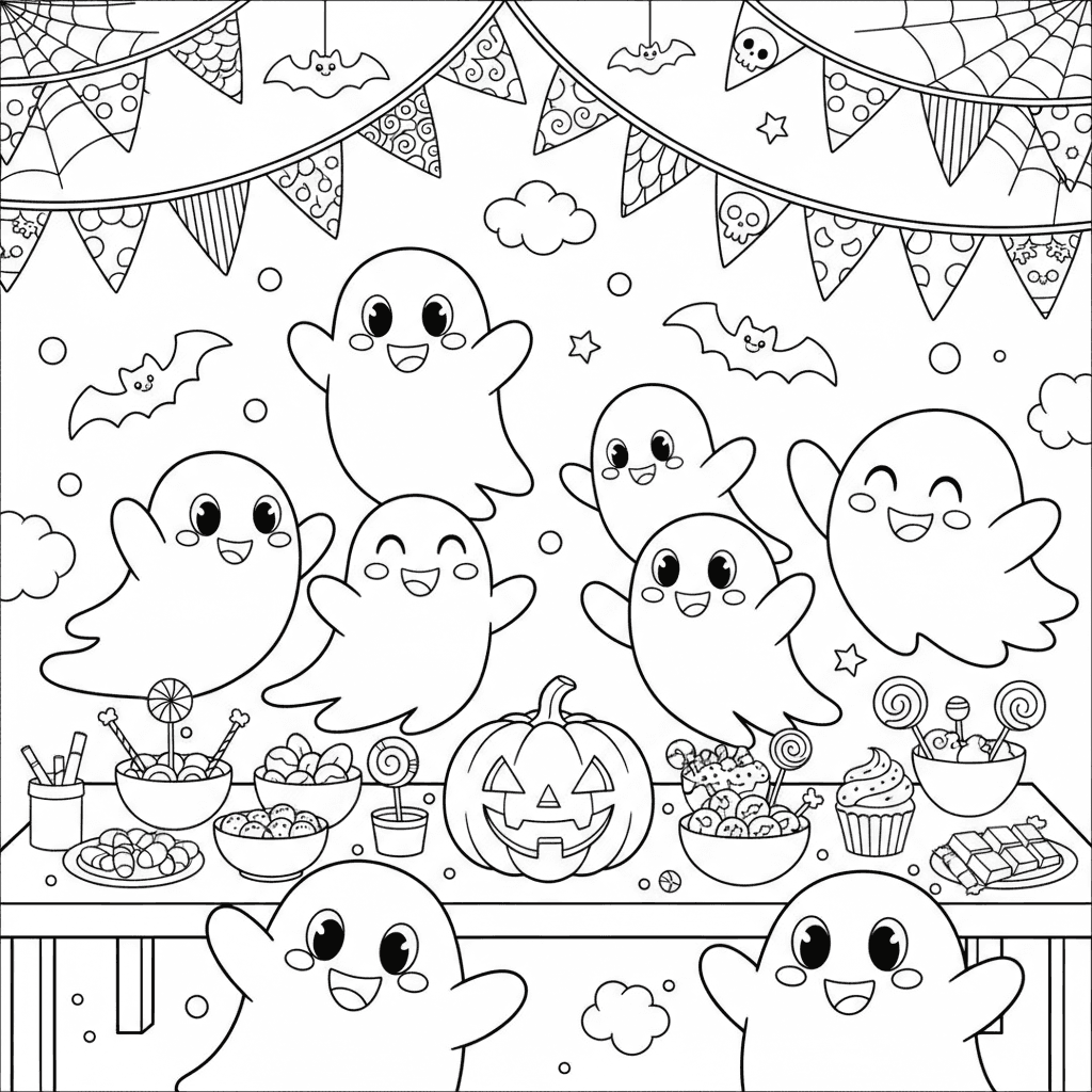 Ghost friends at a Halloween party