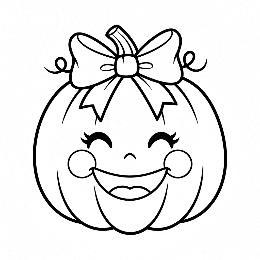 Happy pumpkin with a bow