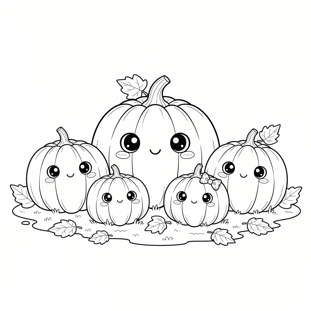 Kawaii pumpkin family