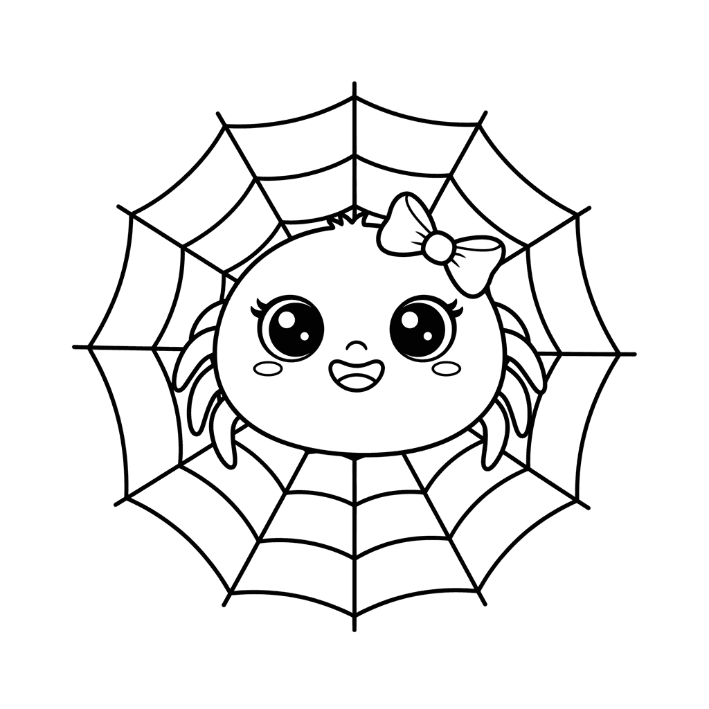 Kawaii spider on a web