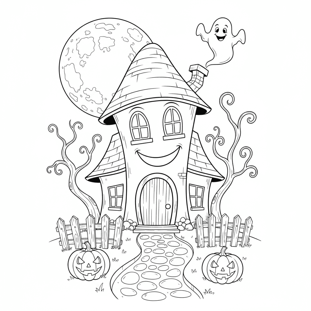 Haunted house with smiling windows