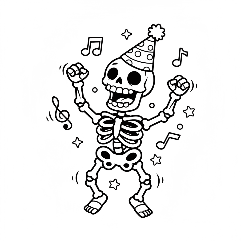 Smiling skeleton dancing