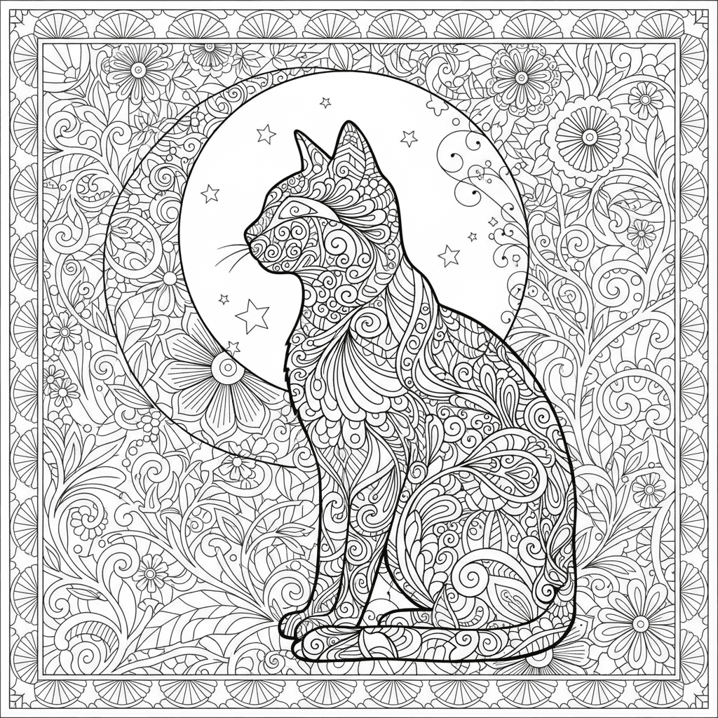Zentangle black cat