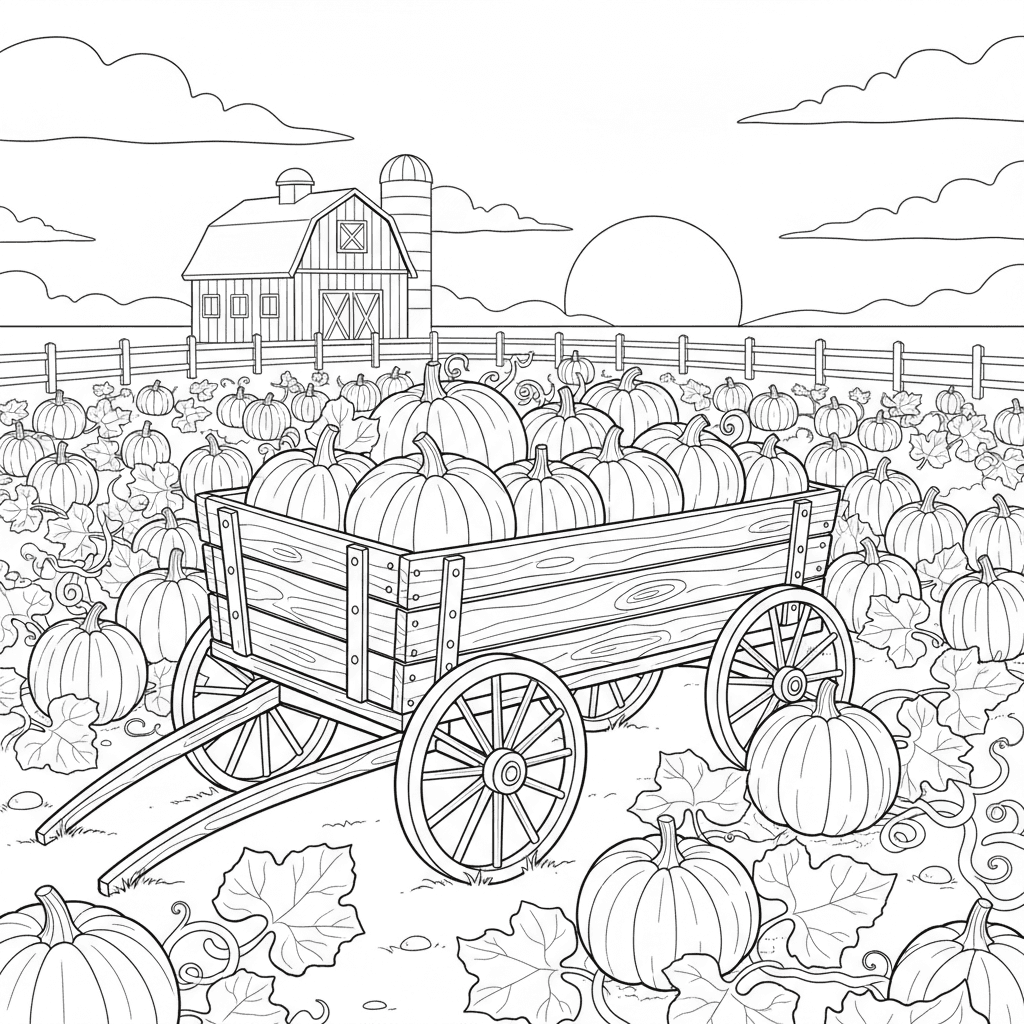 Pumpkin patch with wagon