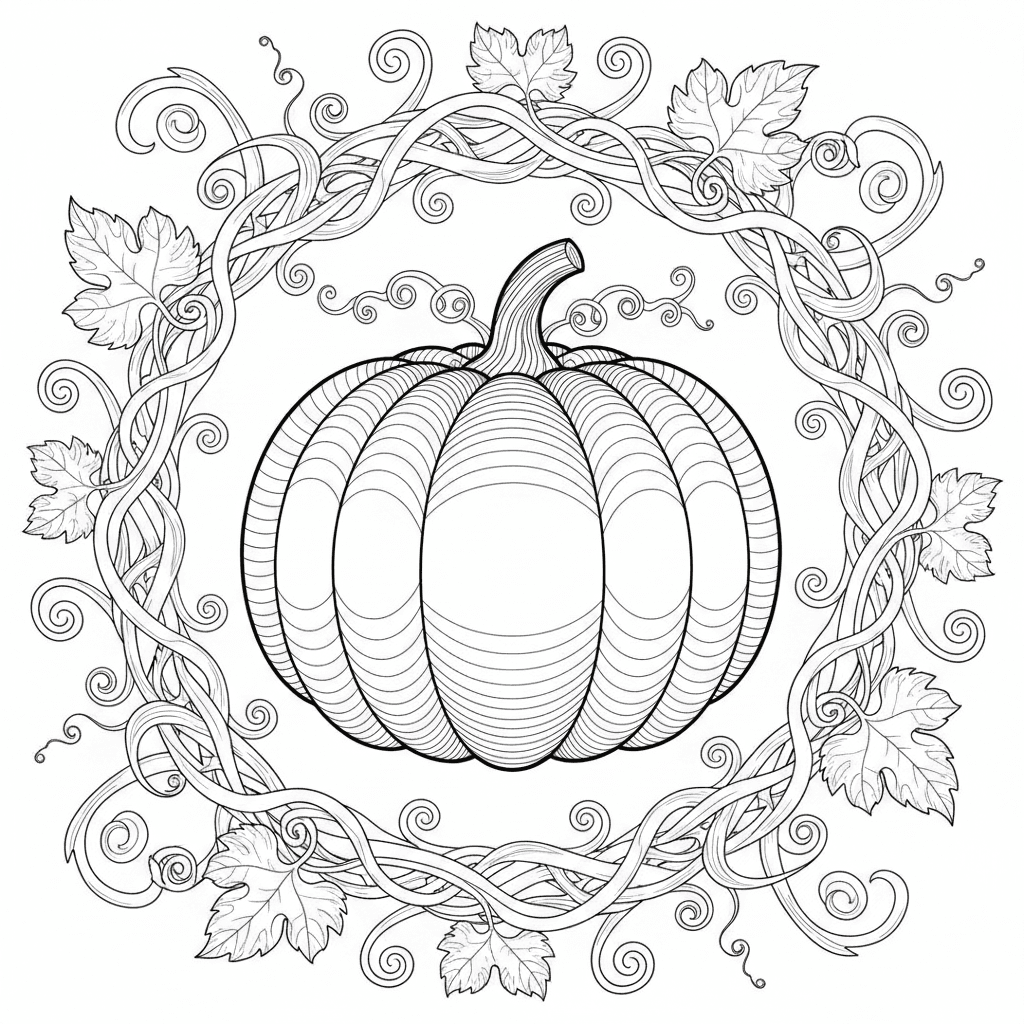 Intricate pumpkin and vine border