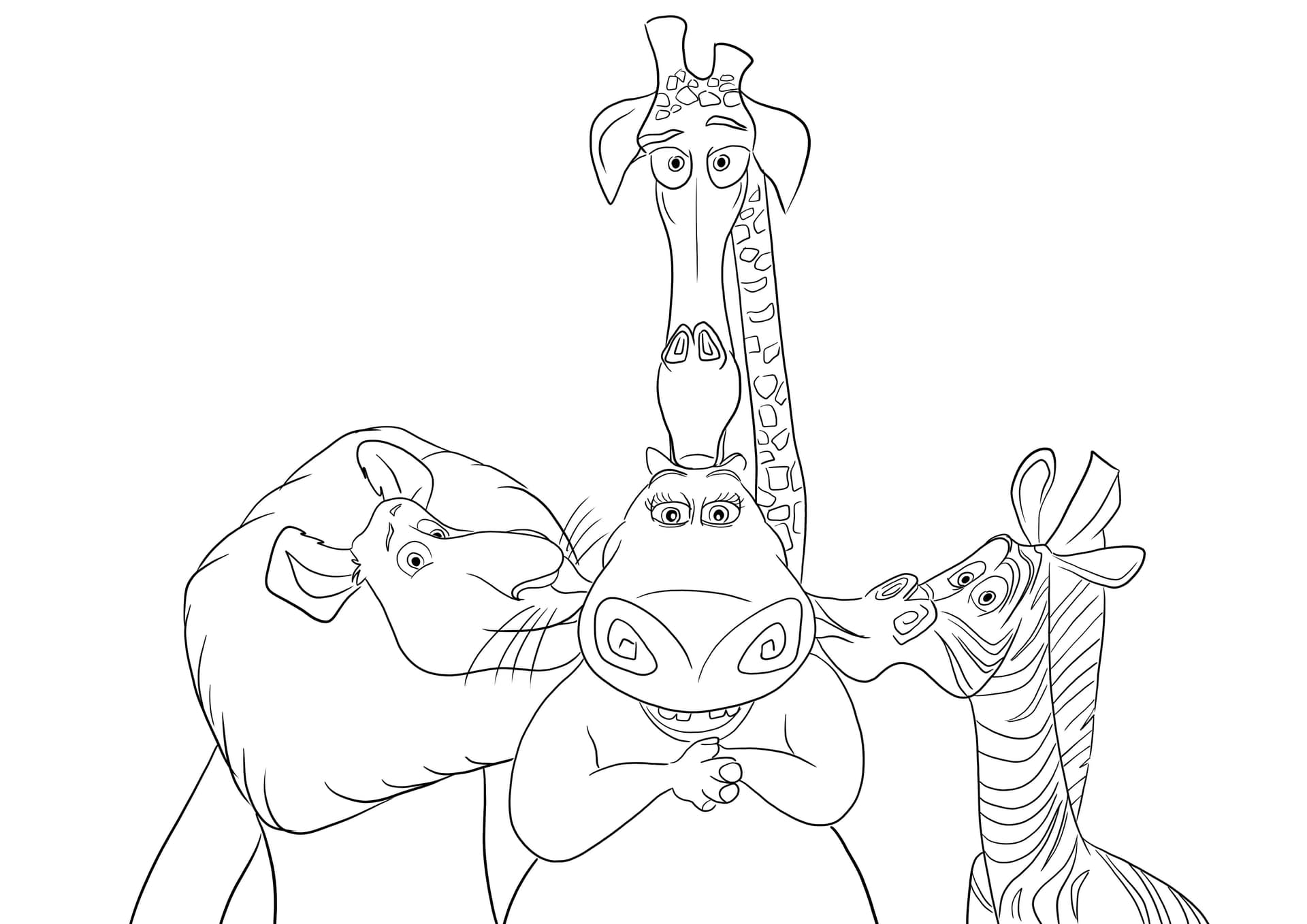 Alex-Martin and Melman kissing Gloria