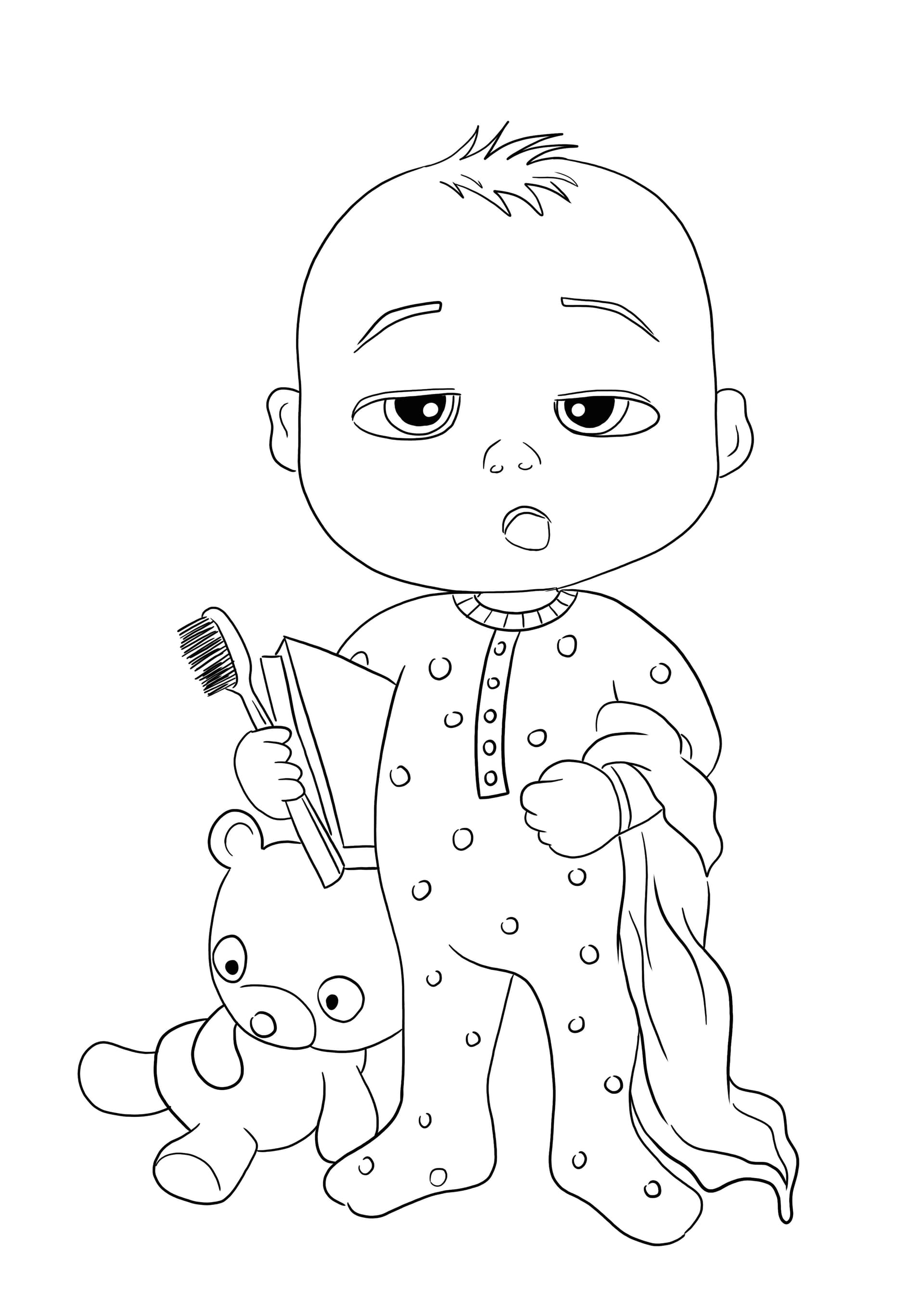 Baby Boss brushing teeth