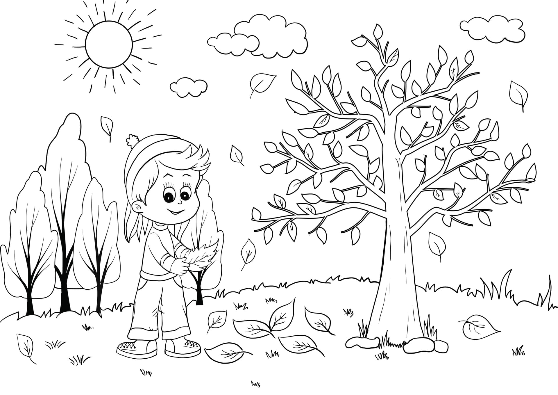 boy in the forest in the autumn