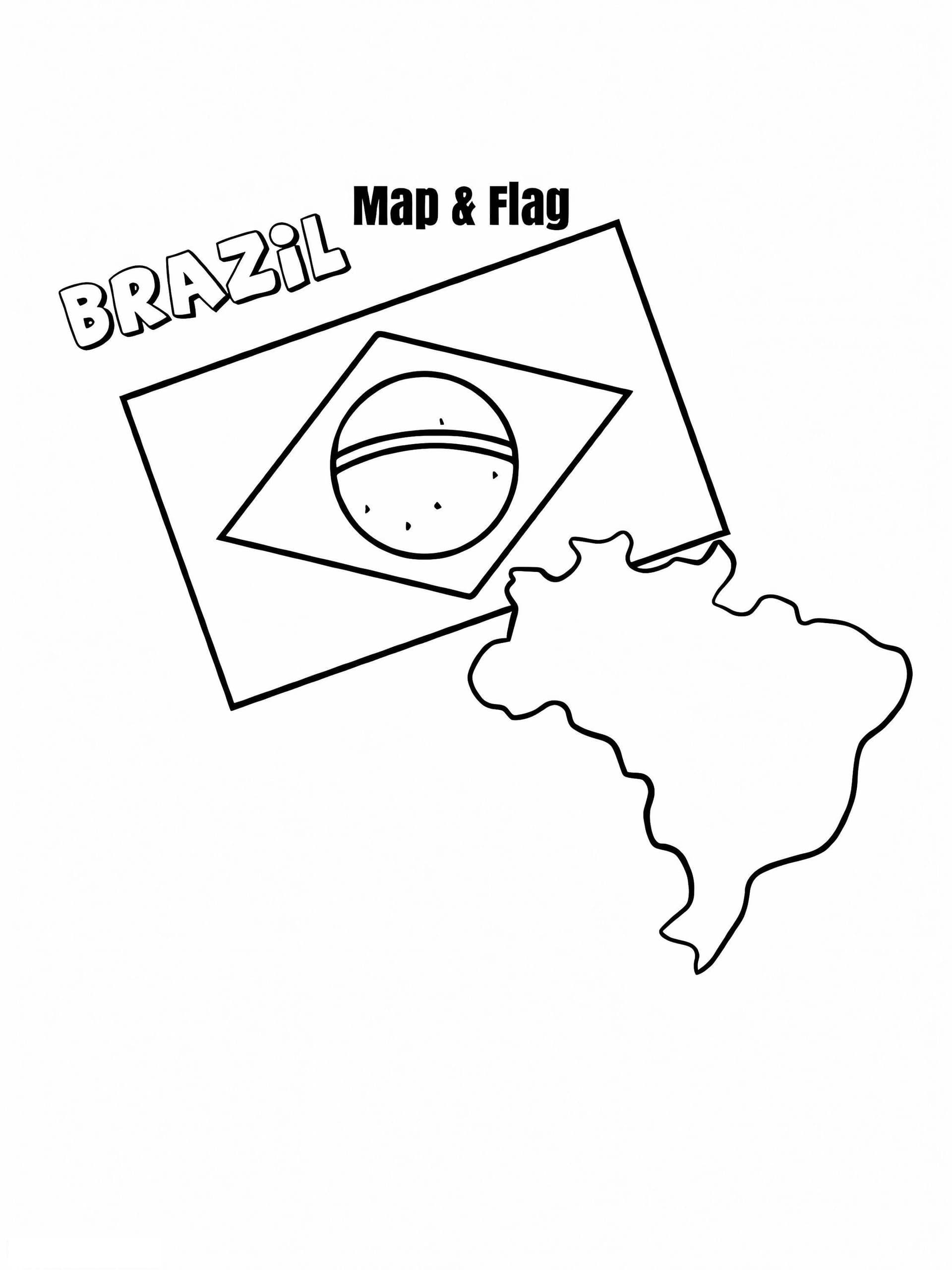 Brazil Map And Flag