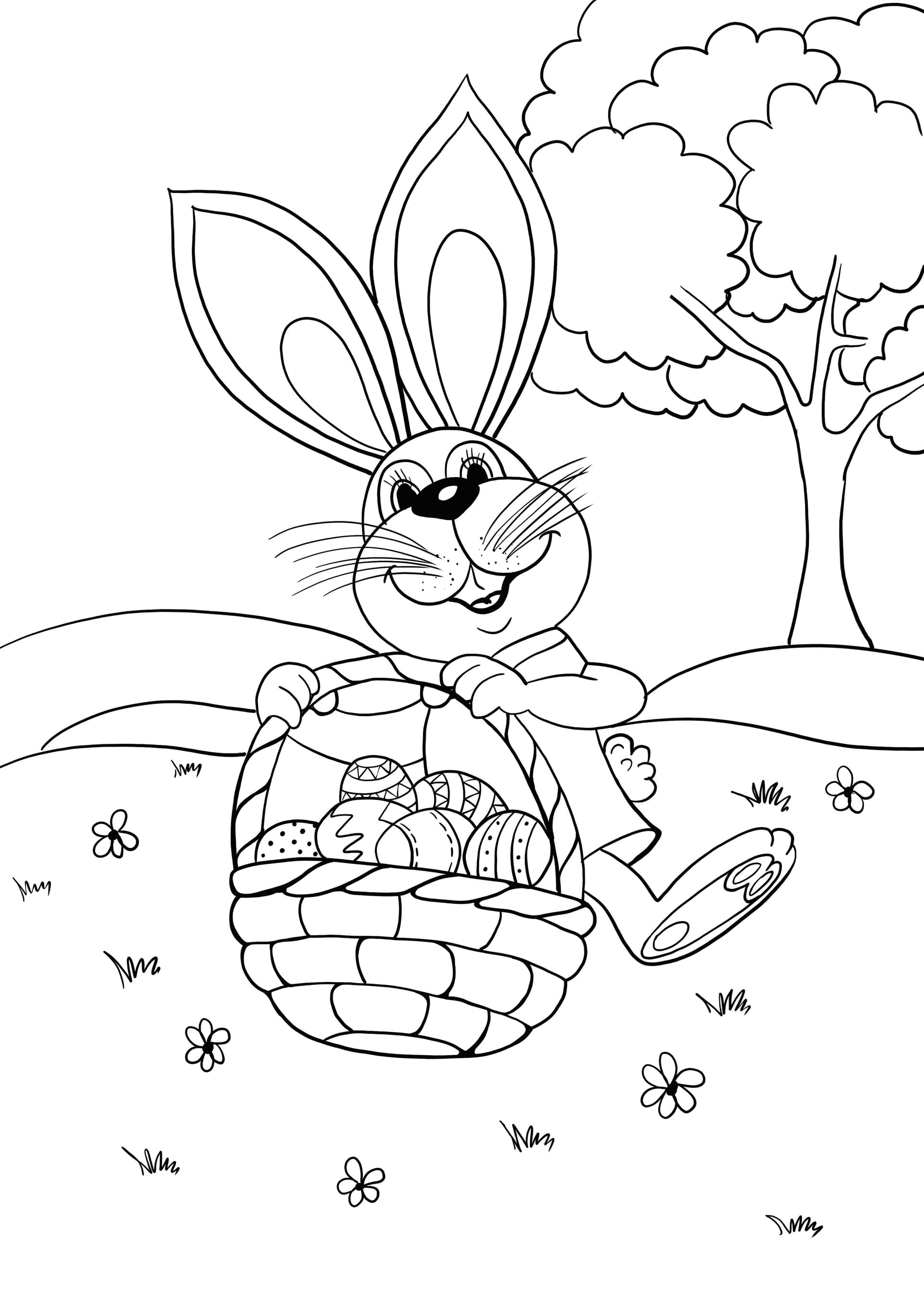bunny and Easter eggs basket