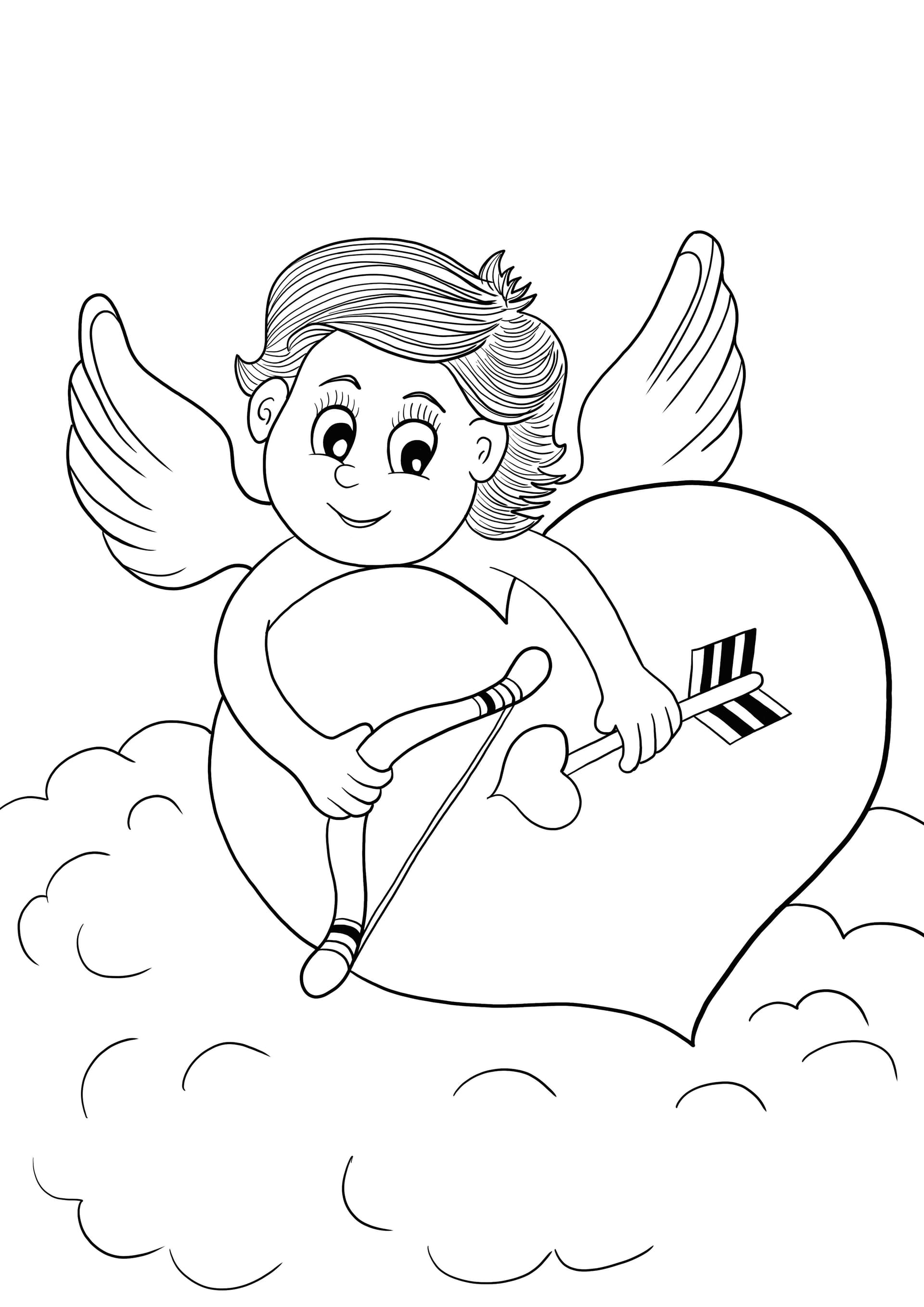Cupidon holding a heart