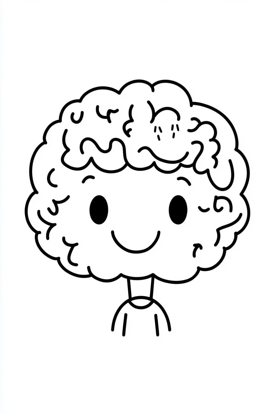 Cute brain coloring sheet