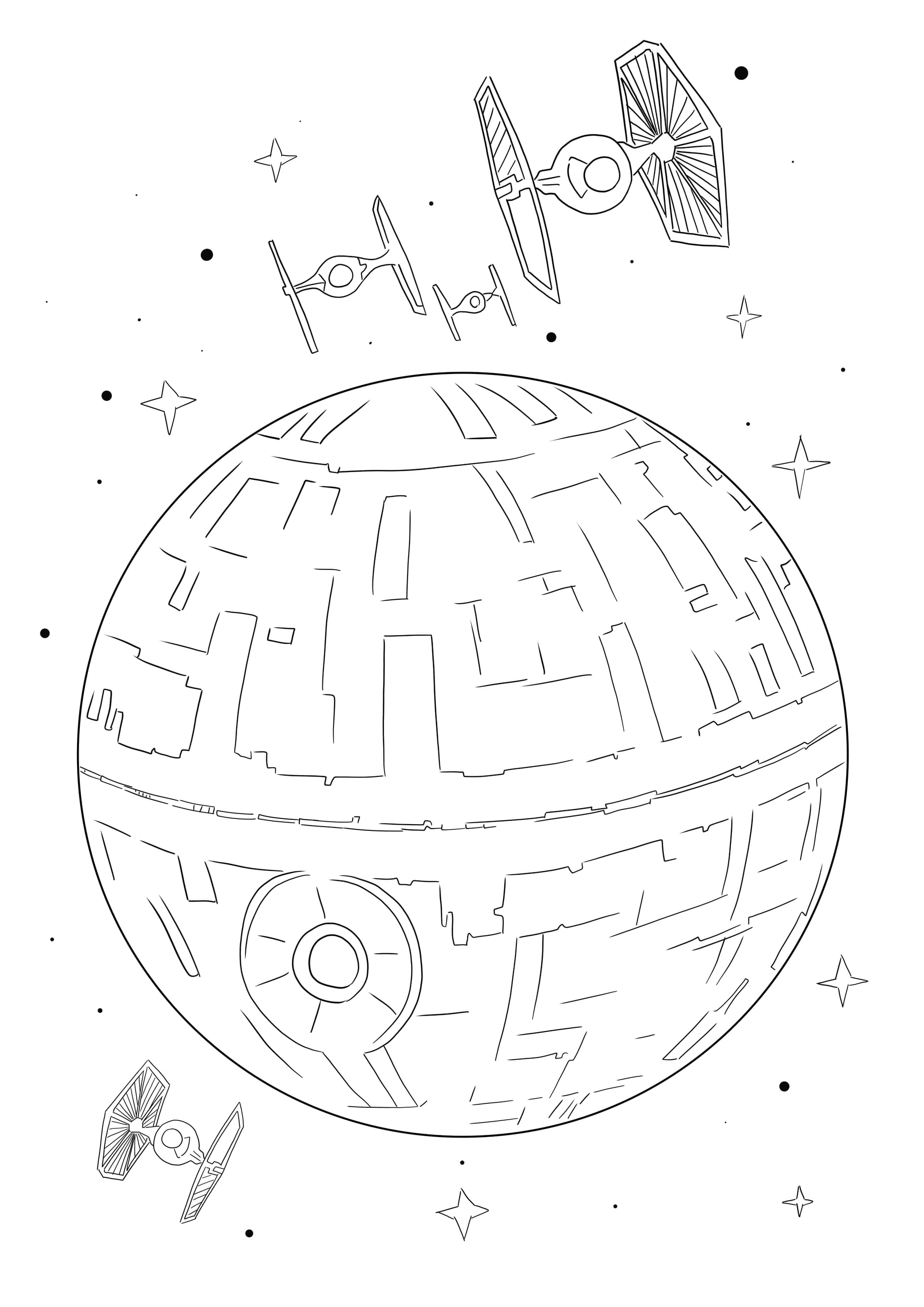 Death Star and Tie Fighters