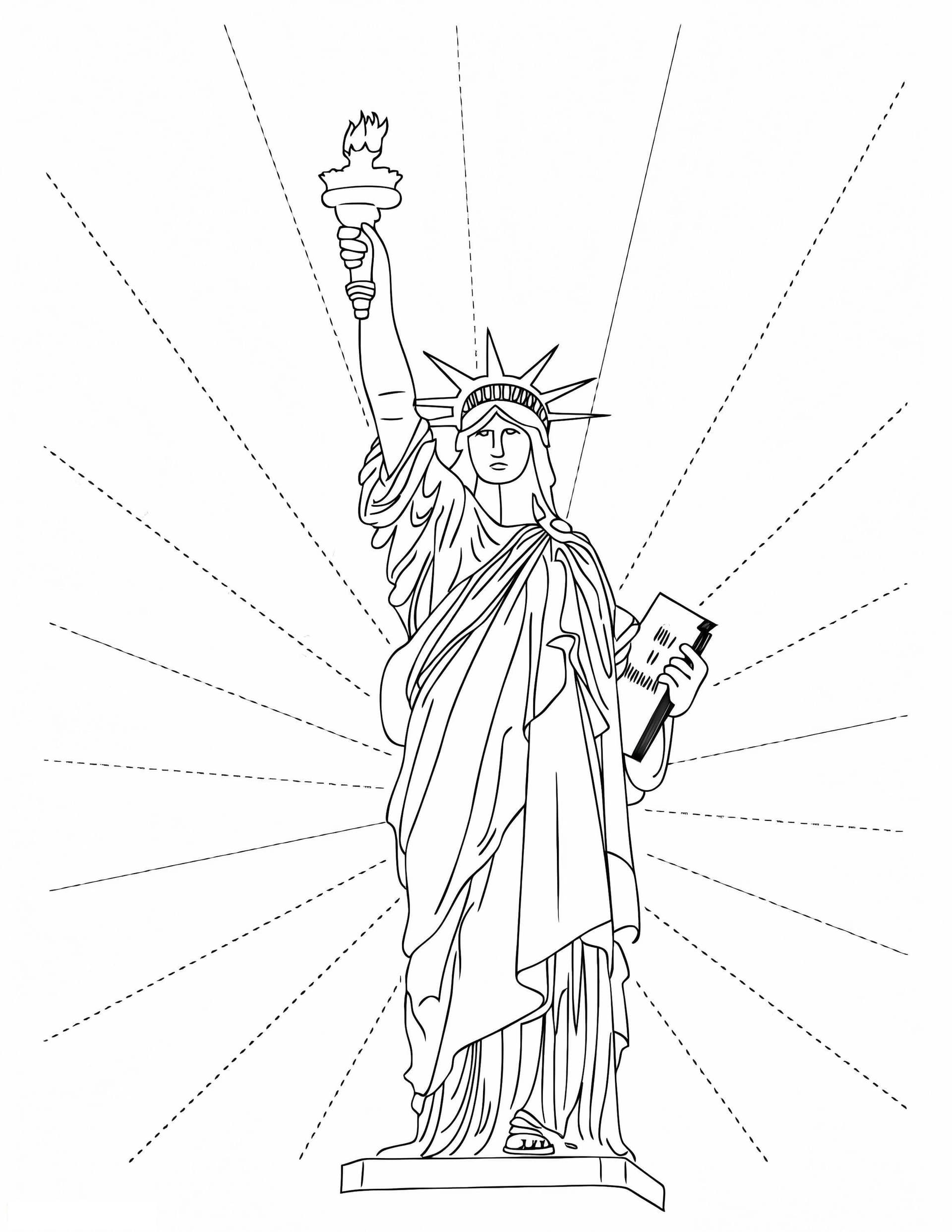 Statue Of Liberty With The Sun