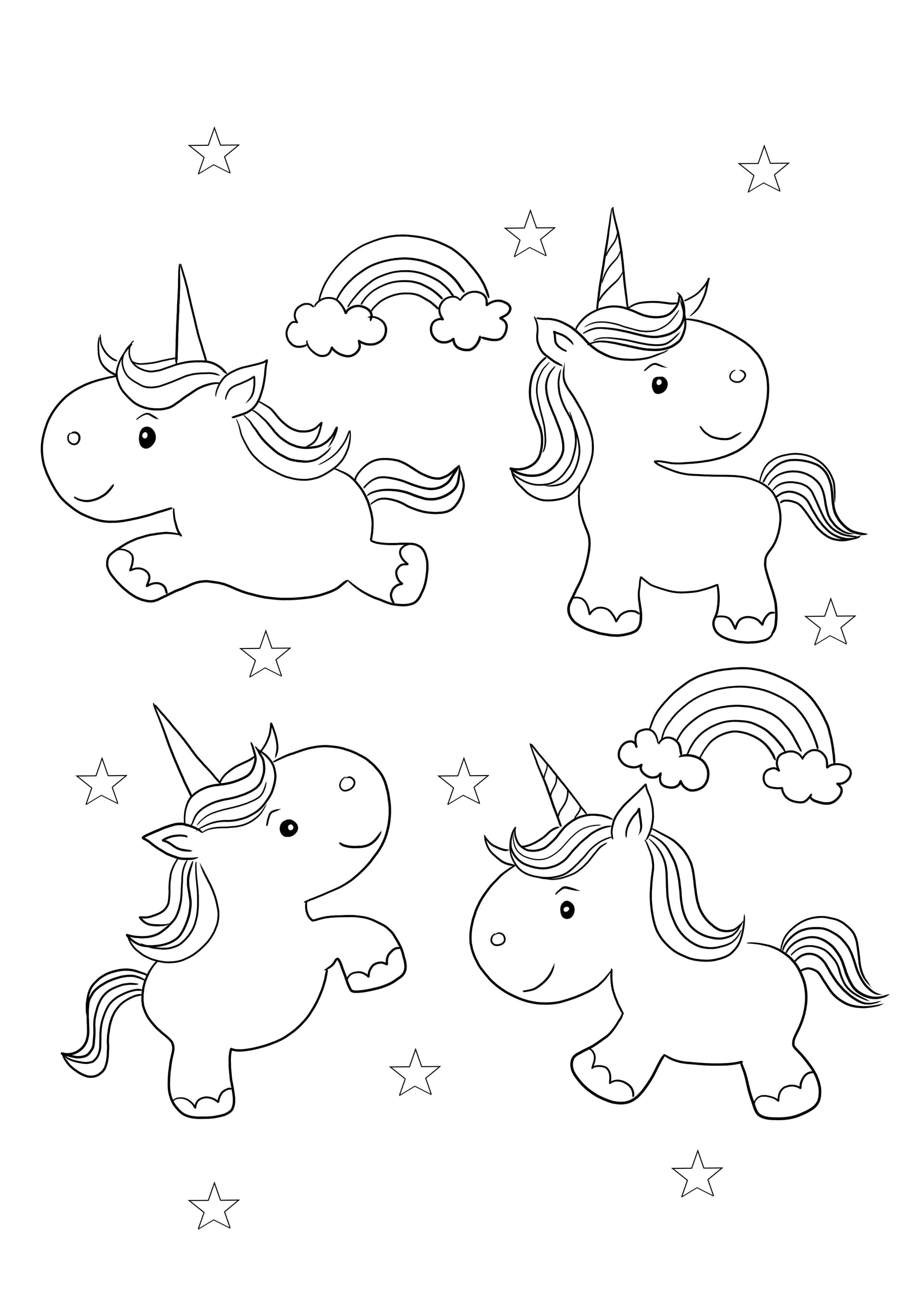 Four flying unicorns