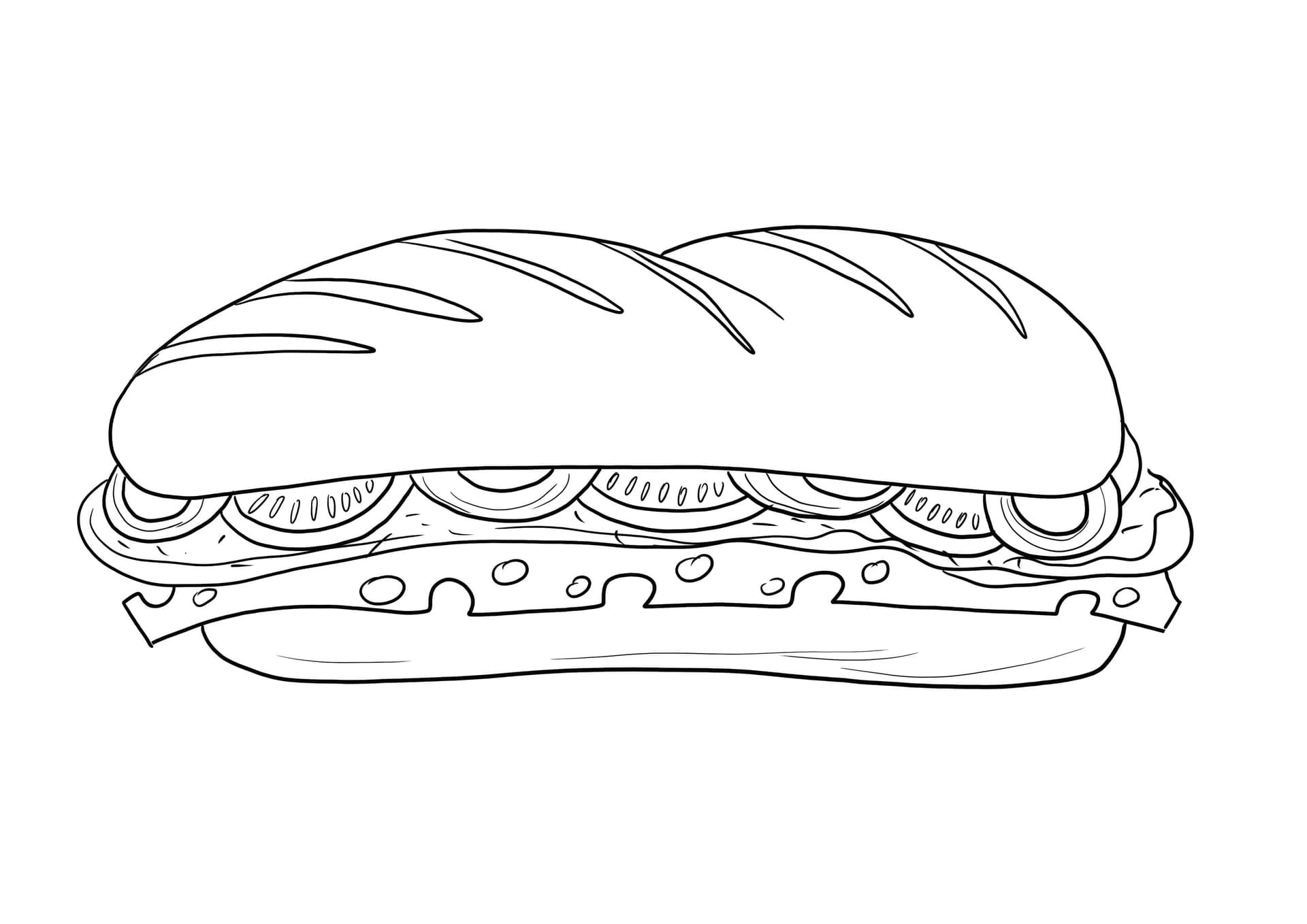 Ham and cheese baguette