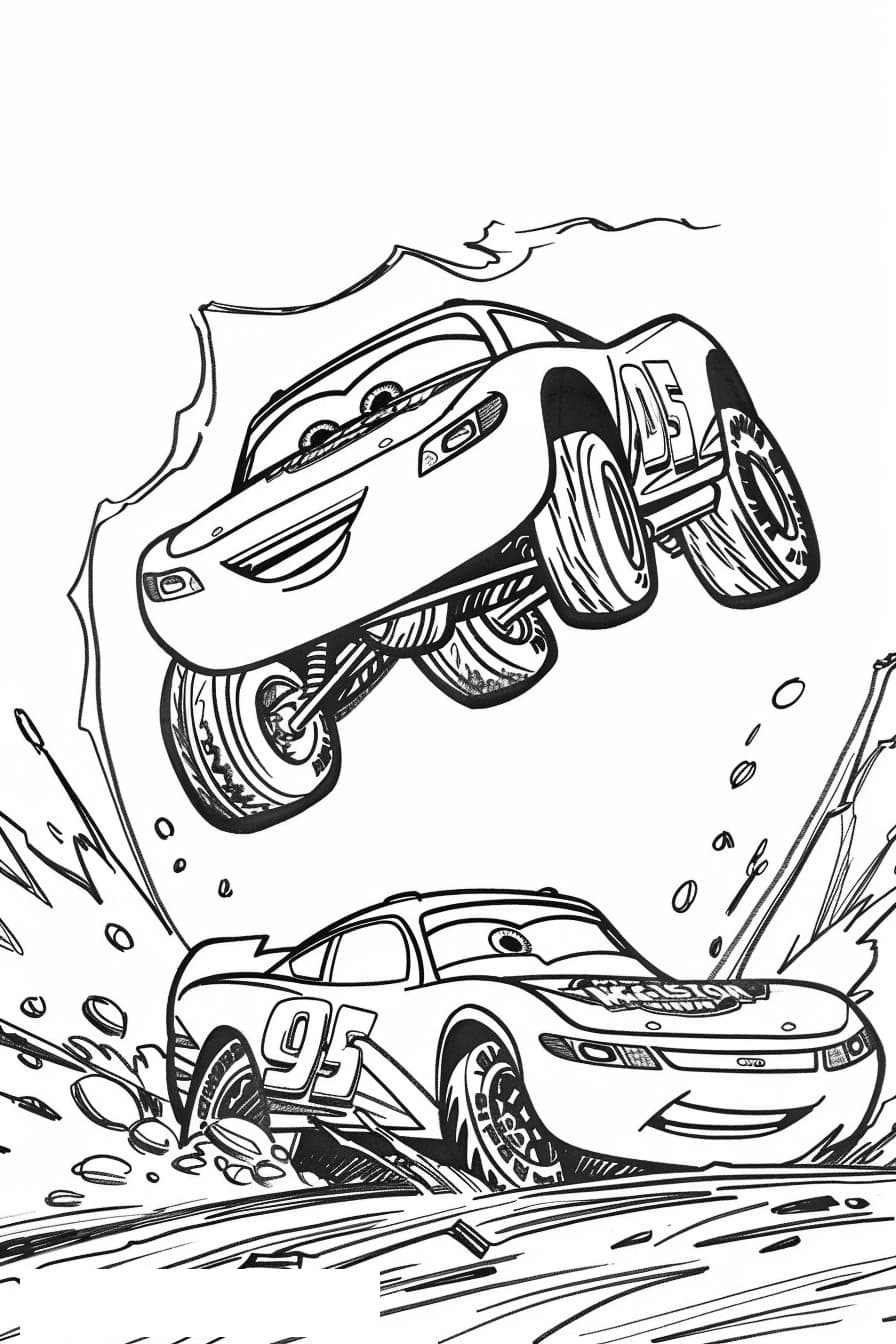 Lightning mcqueen and jackson storm coloring sheet