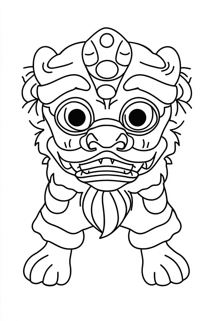 Lion dance head for coloring