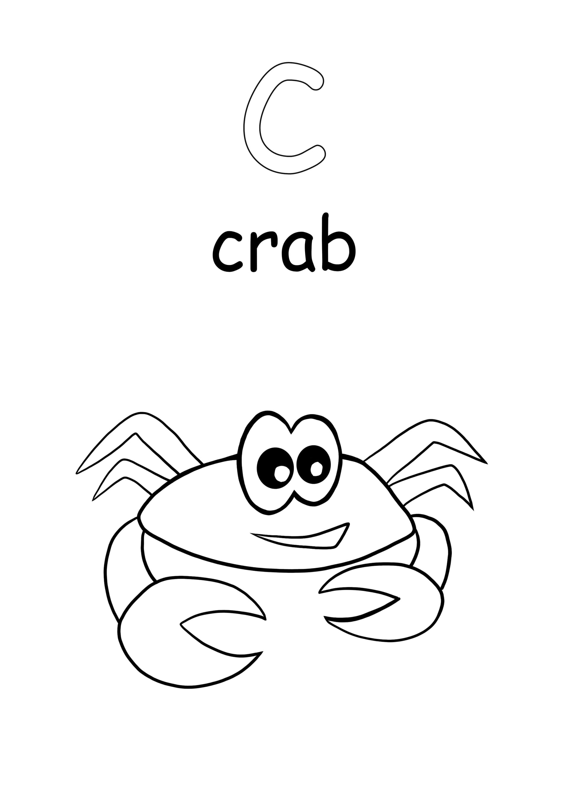 Lowercase letter c and crab word