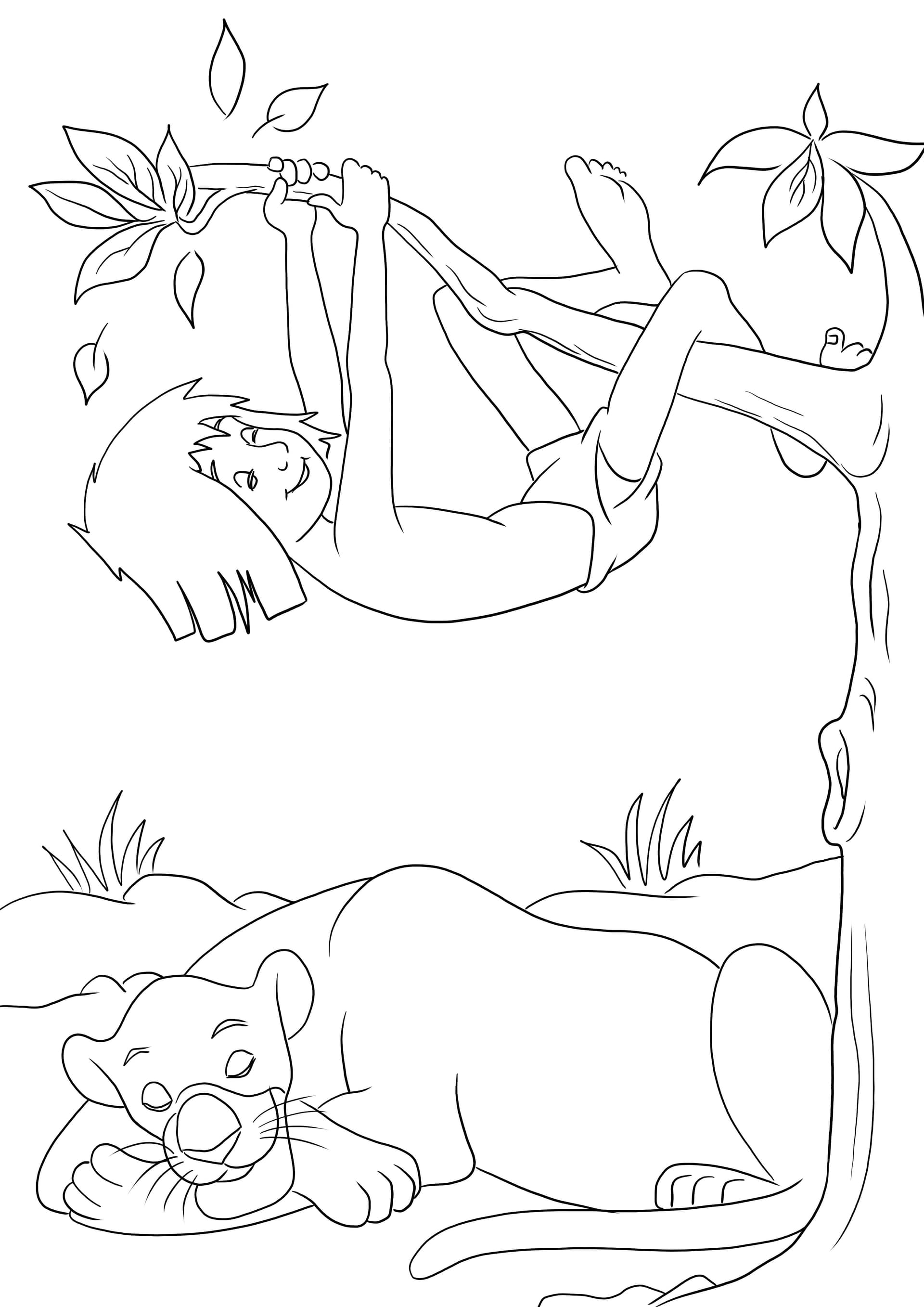 Mowgli and Bagheera sleeping