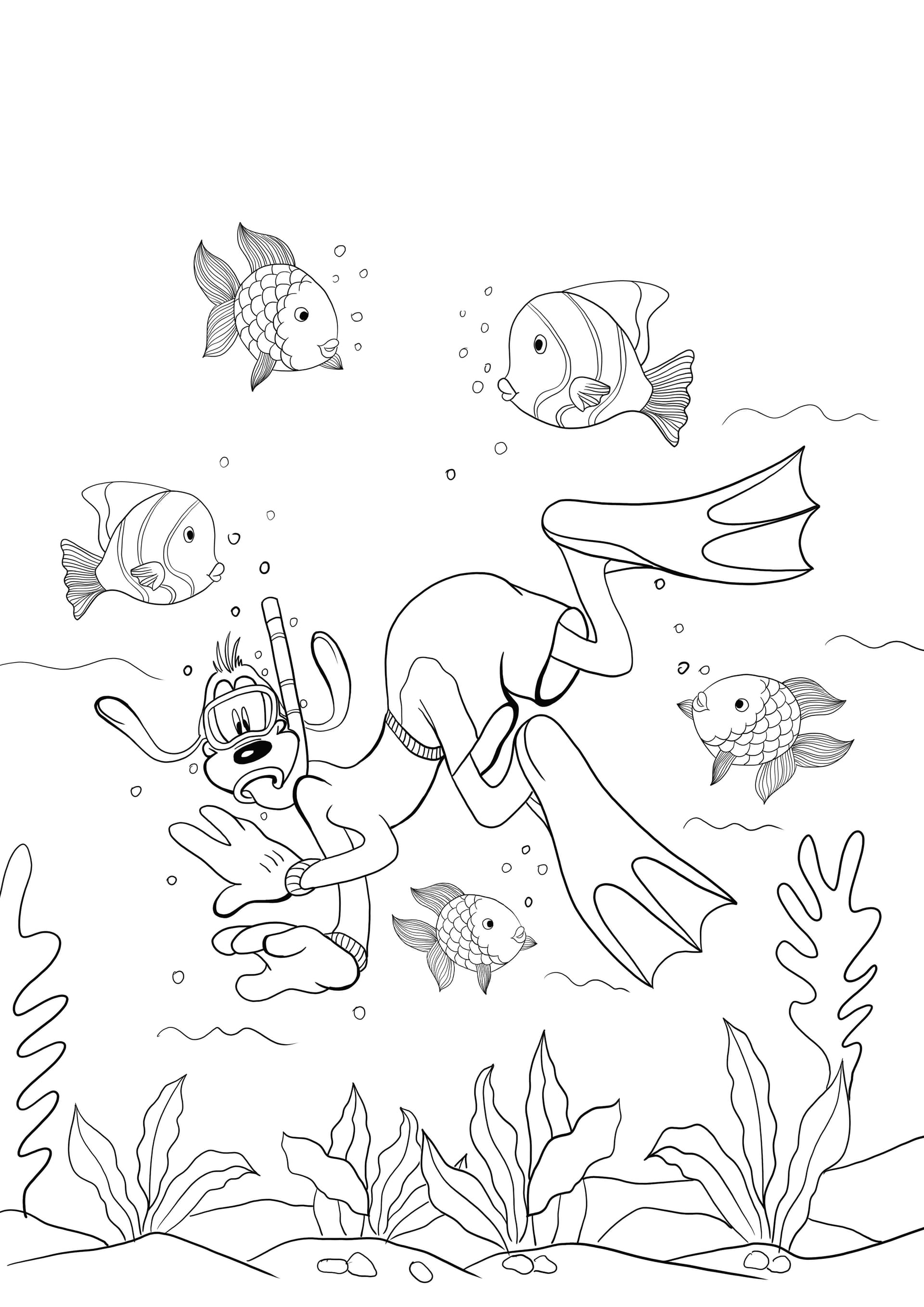 Pluto swimming underwater