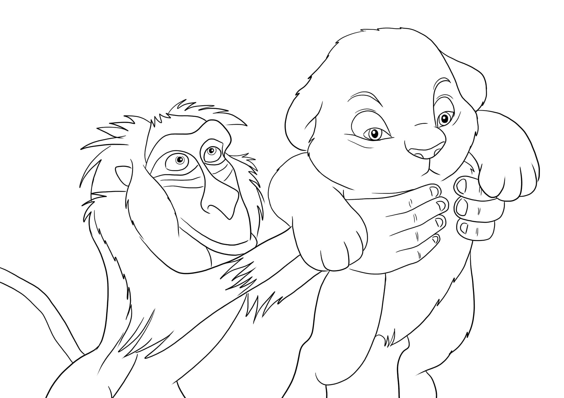 Rafiki holding baby Simba