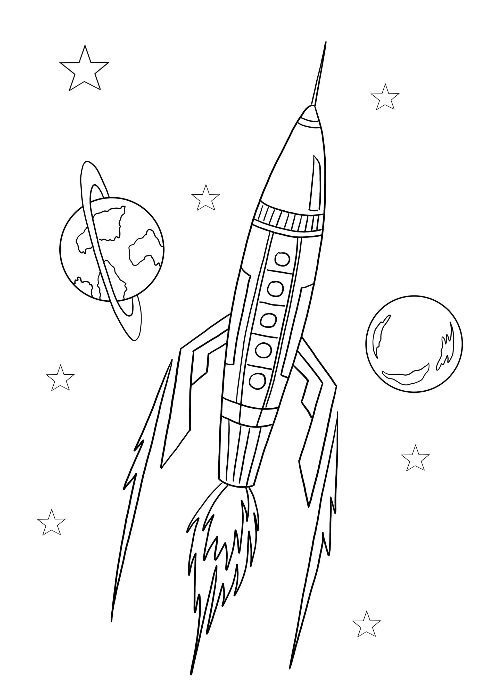 Spaceship and planets