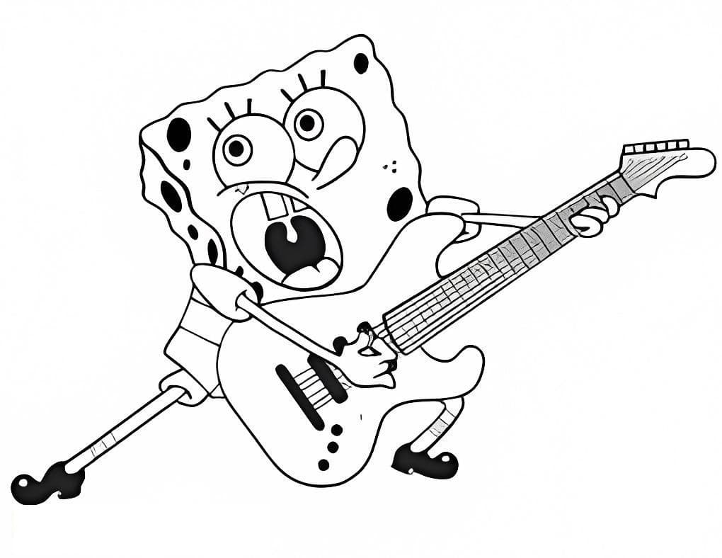 Sponge Bob Is Playing The Guitar