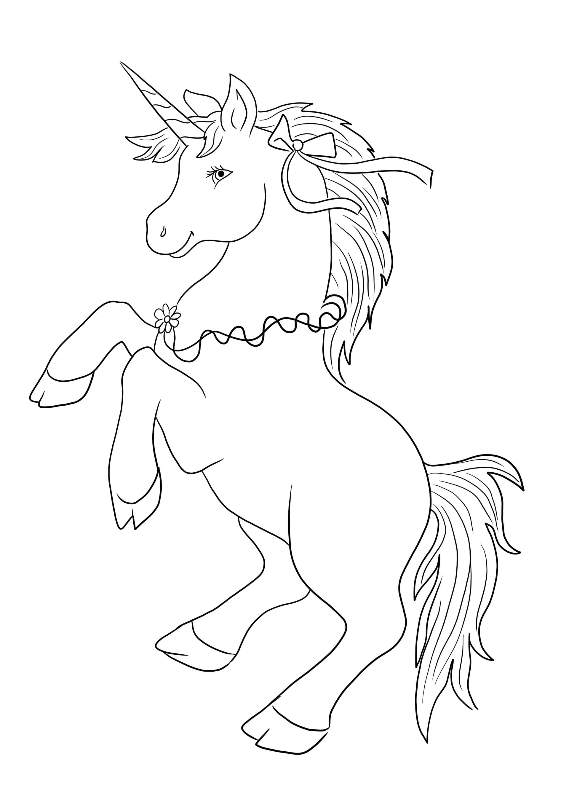 Unicorn with bow ribbon and flower