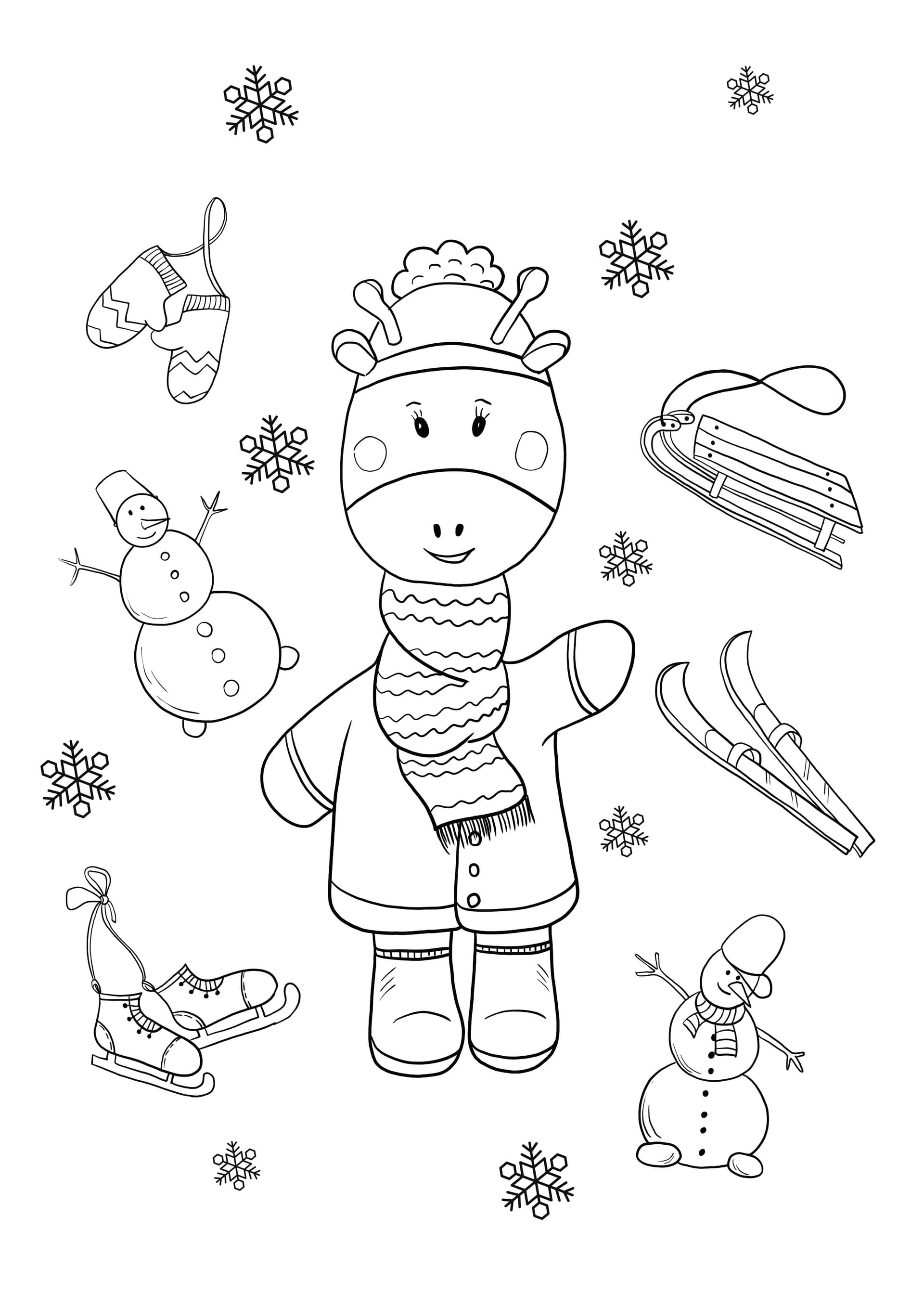 wawing giraffe in winter