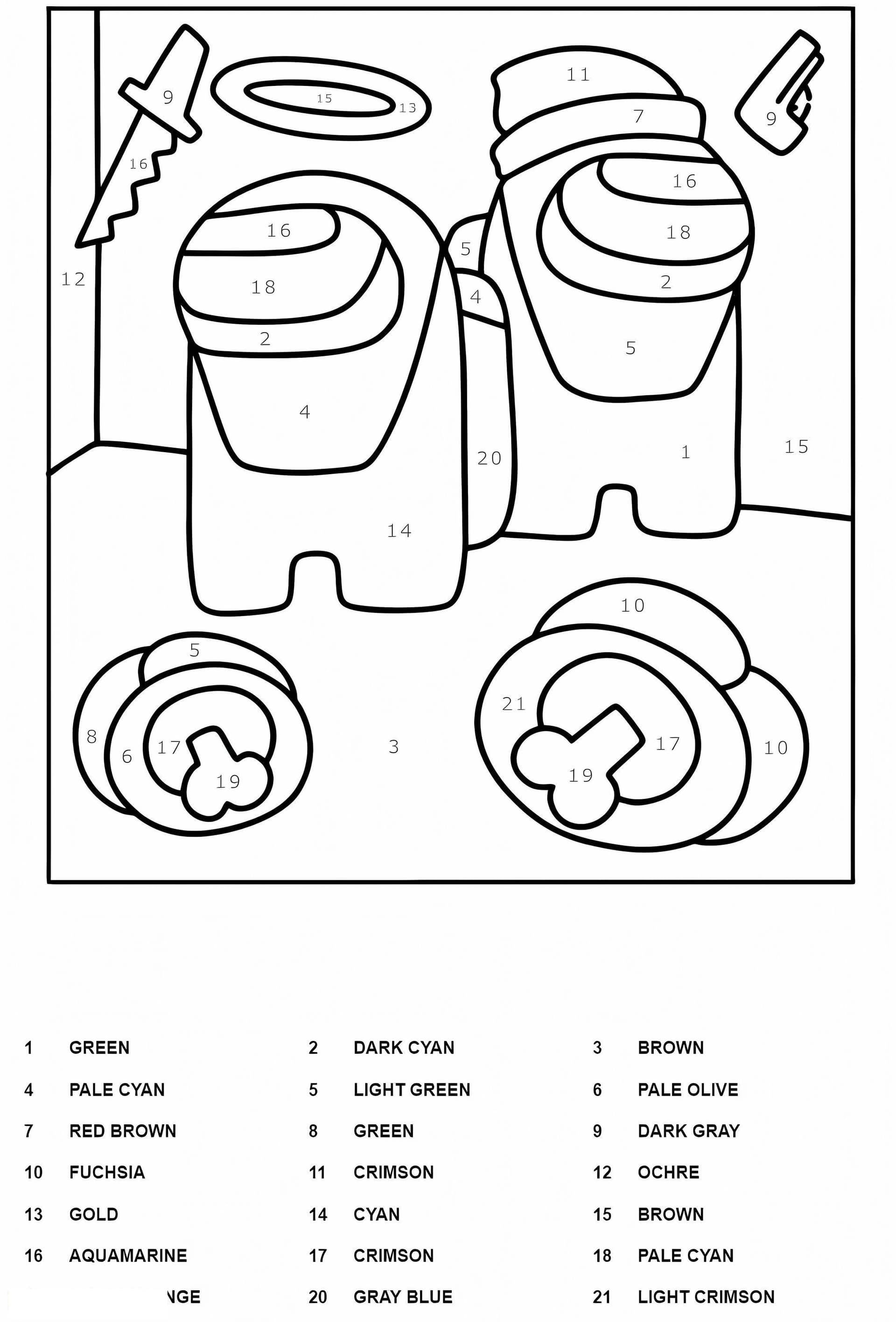 Among Us Color By Number Worksheet