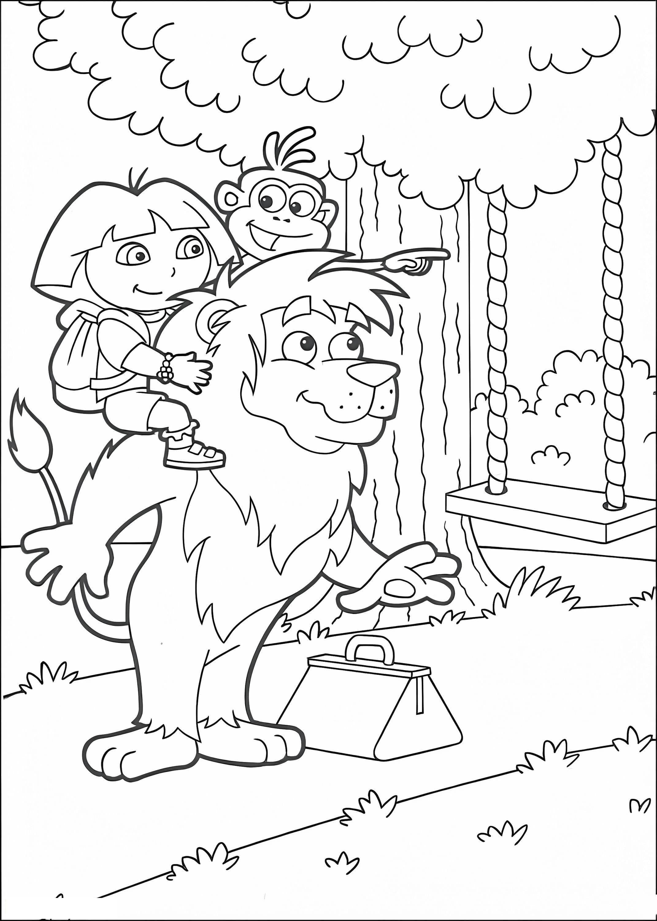 Dora y Botas con León