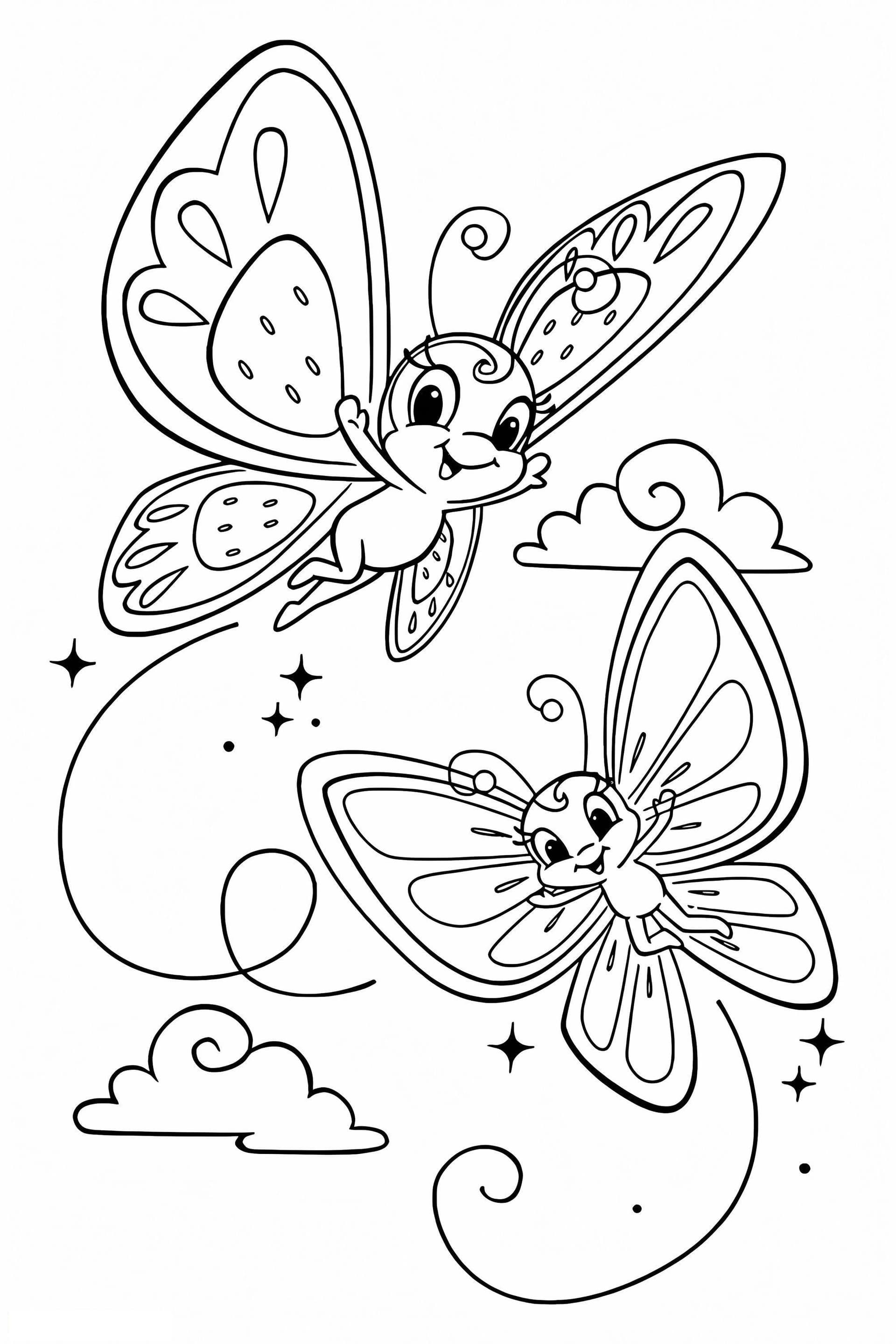Two Butterflies Flying
