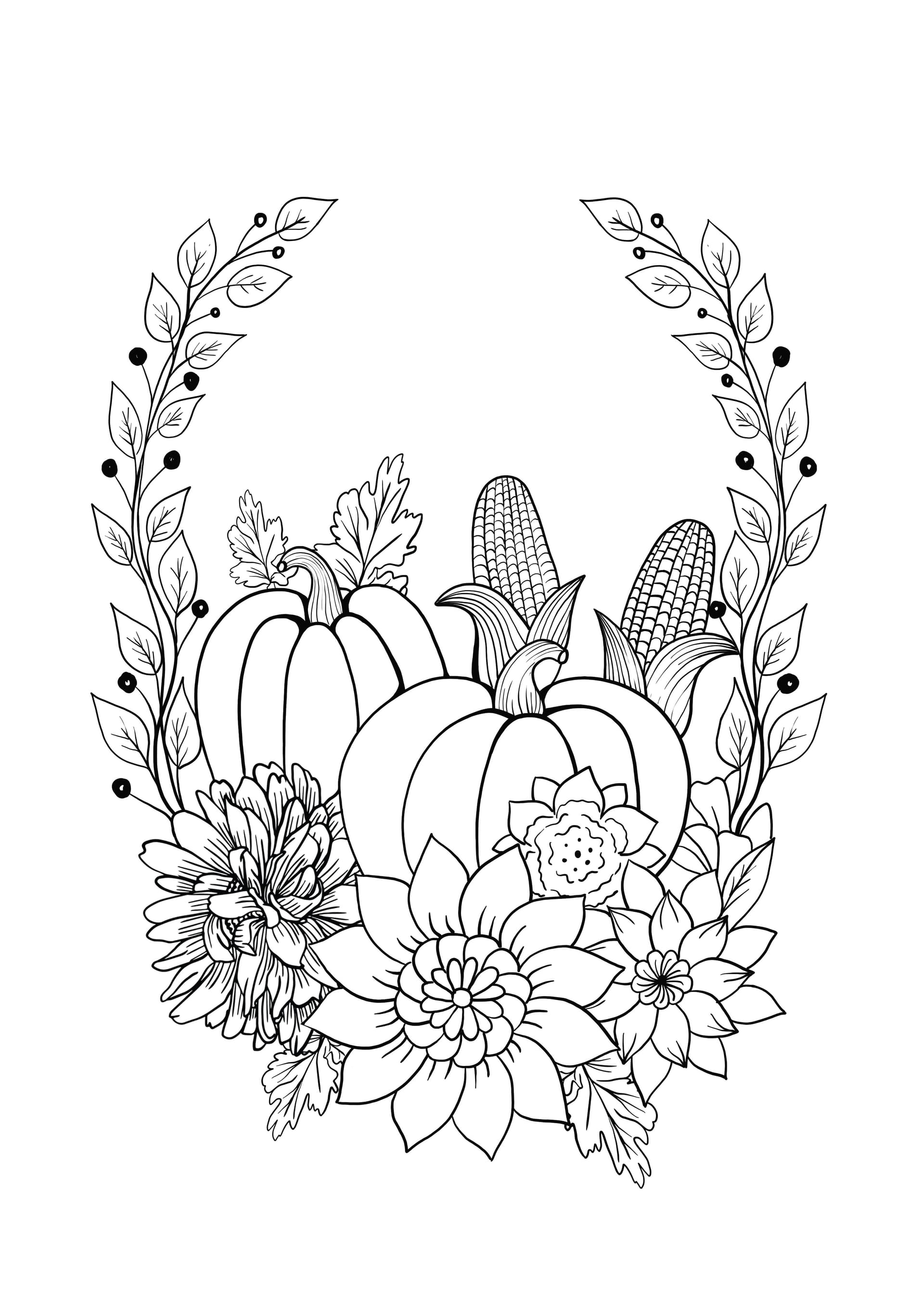 autumn fruit and flower composition