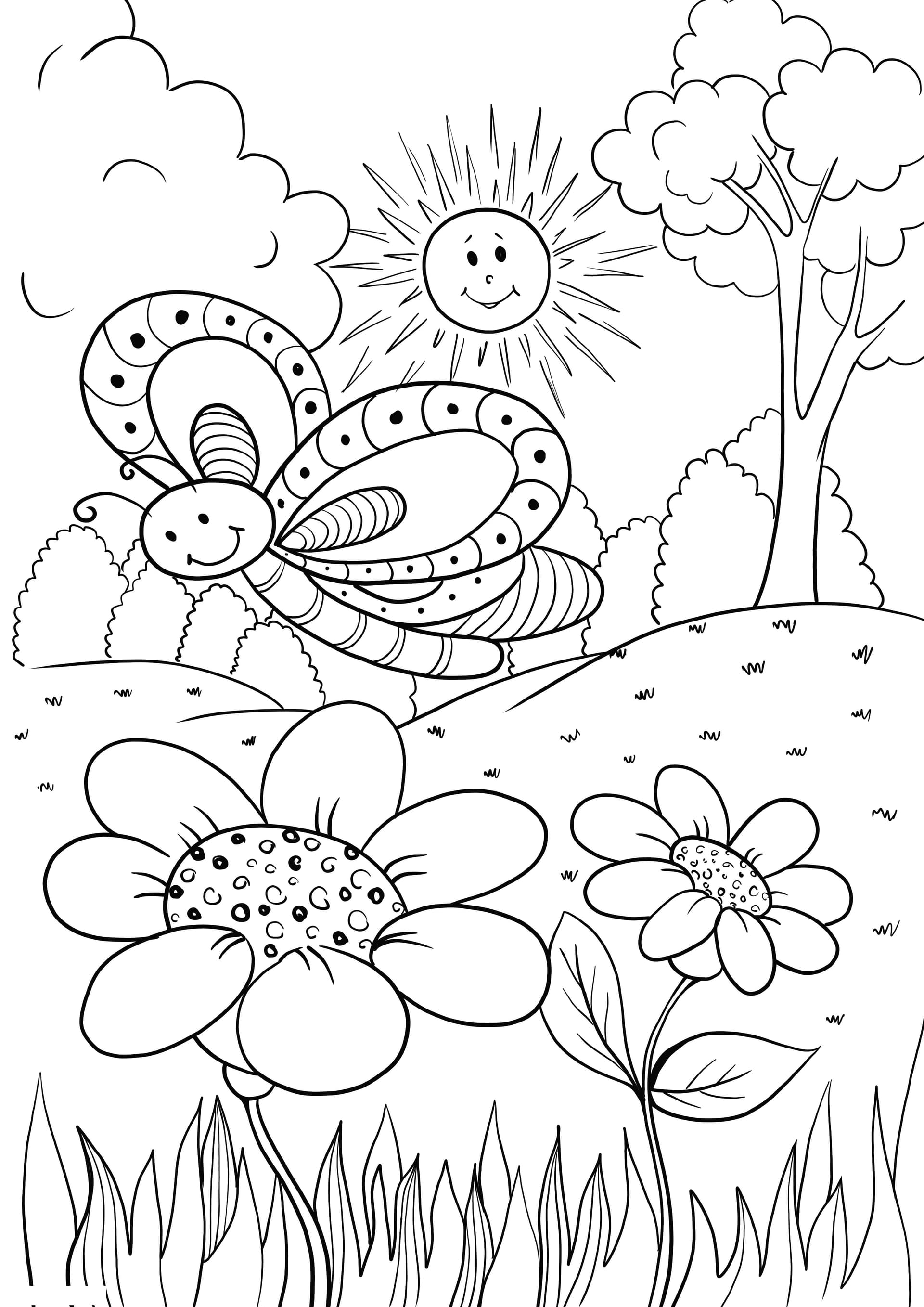 butterfly flying over the flowers