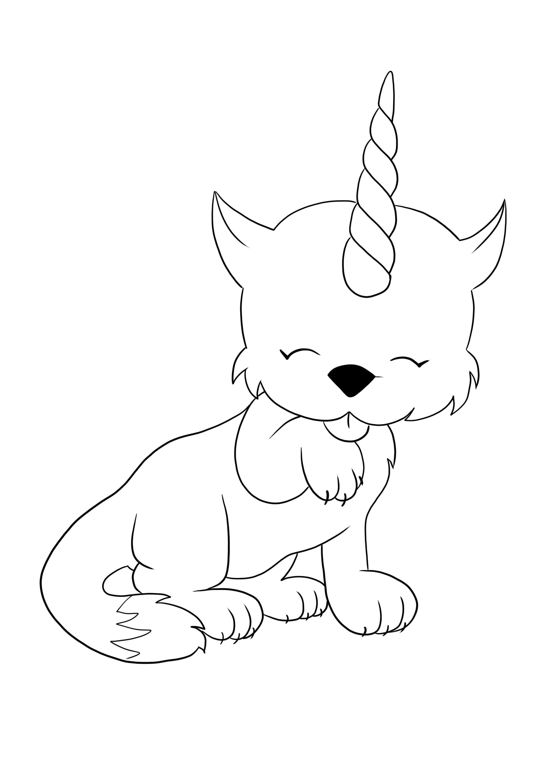 Cat Unicorn licking paw
