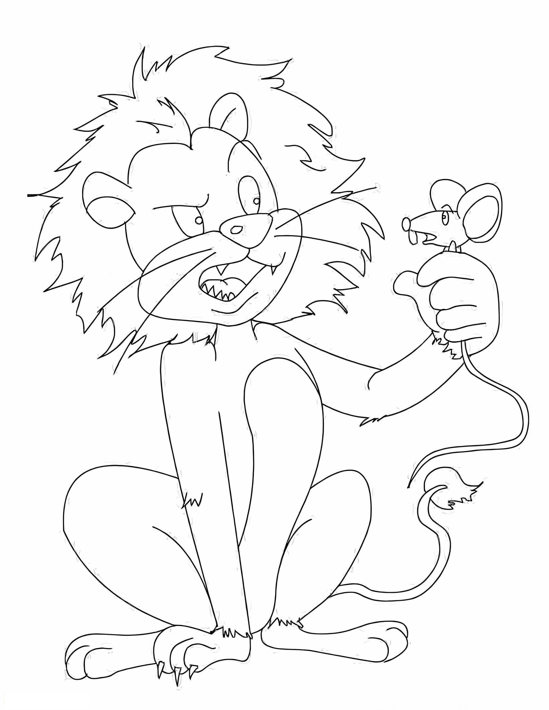 Lion And The Mouse Kids Page Lion And The Mouse Story 2 Pages Mouse The Lion Coloring And 1 1 1 792X1024