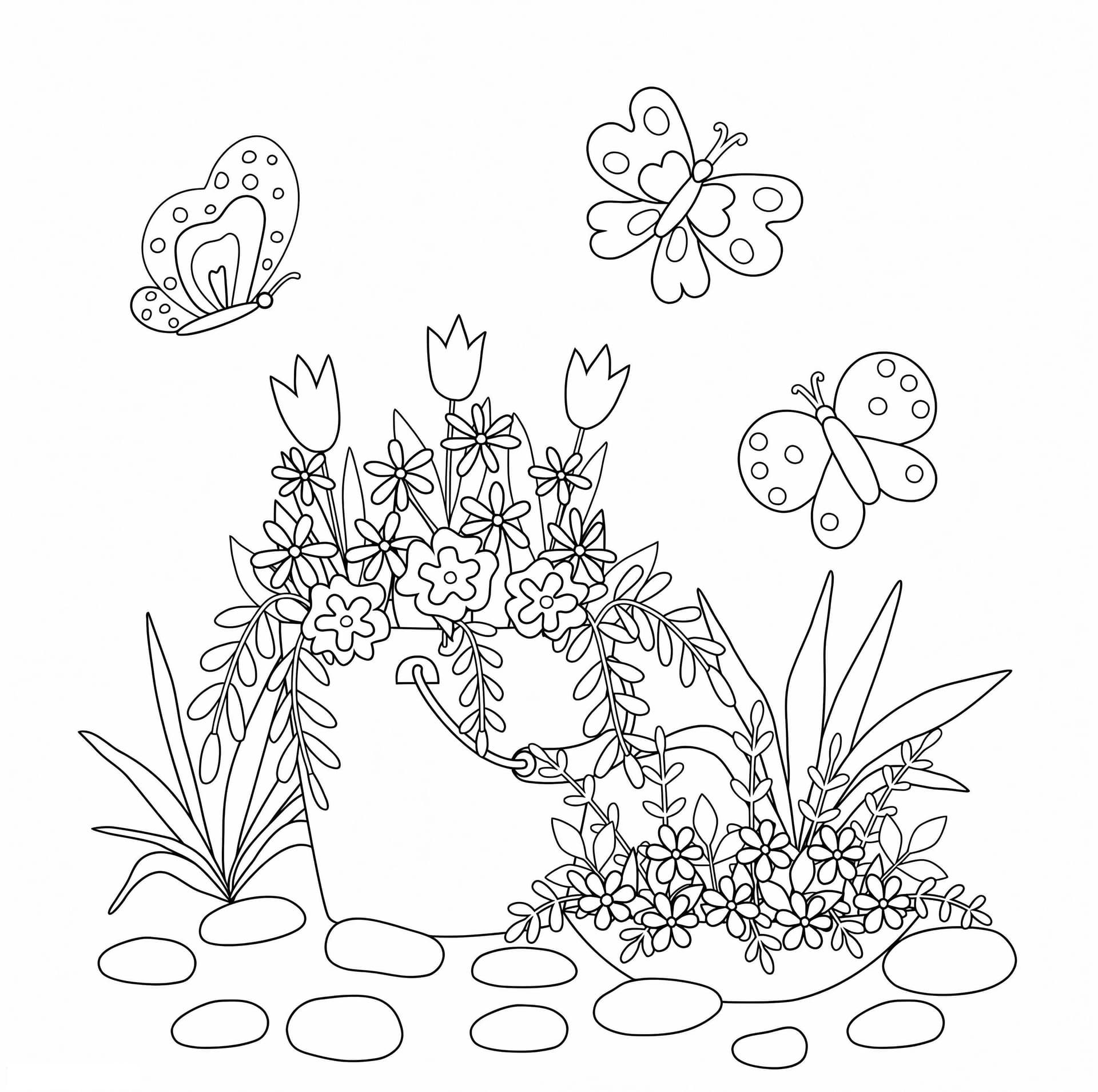 Butterfly And Flower Kawaii