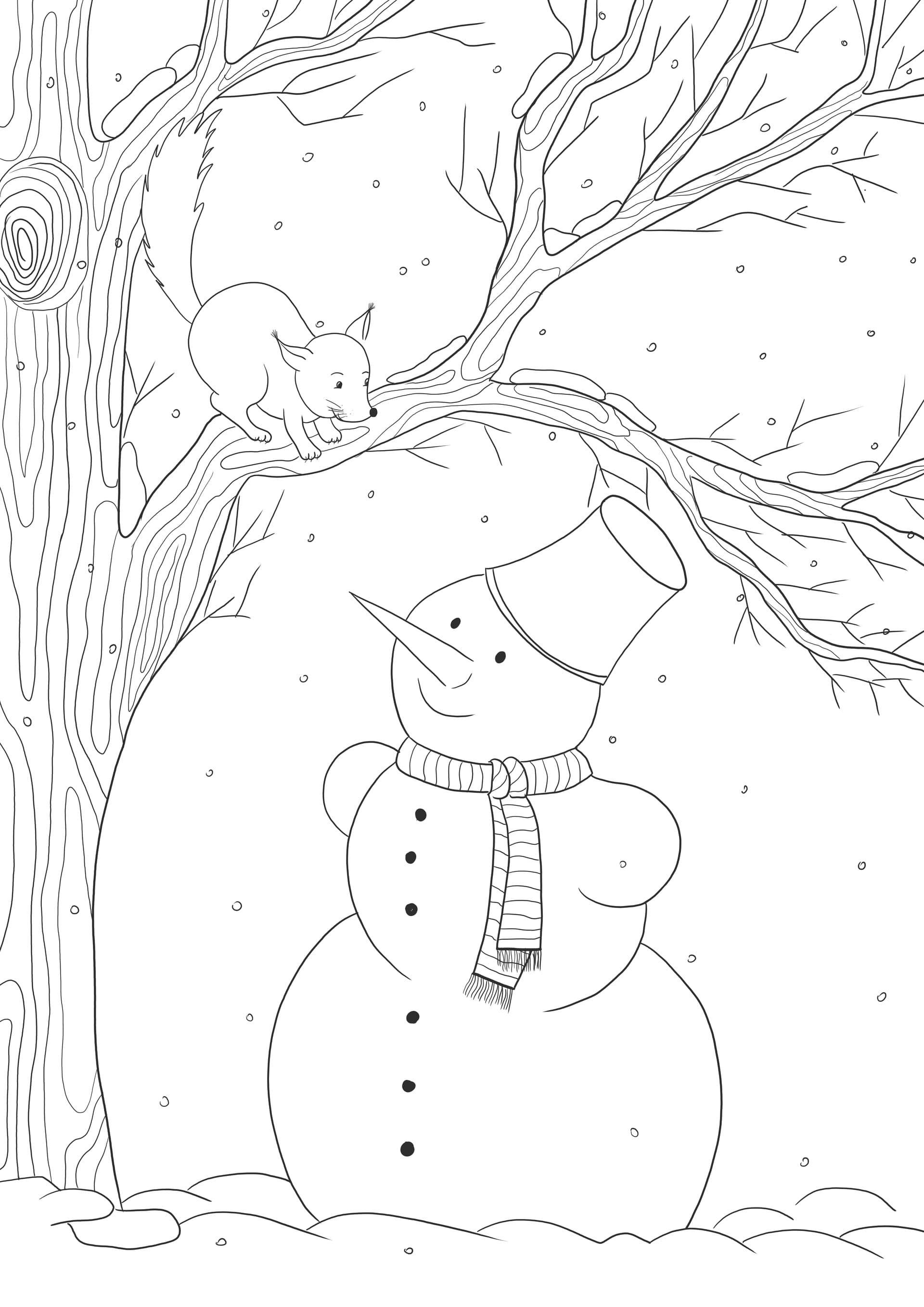 Snowman and squirrel