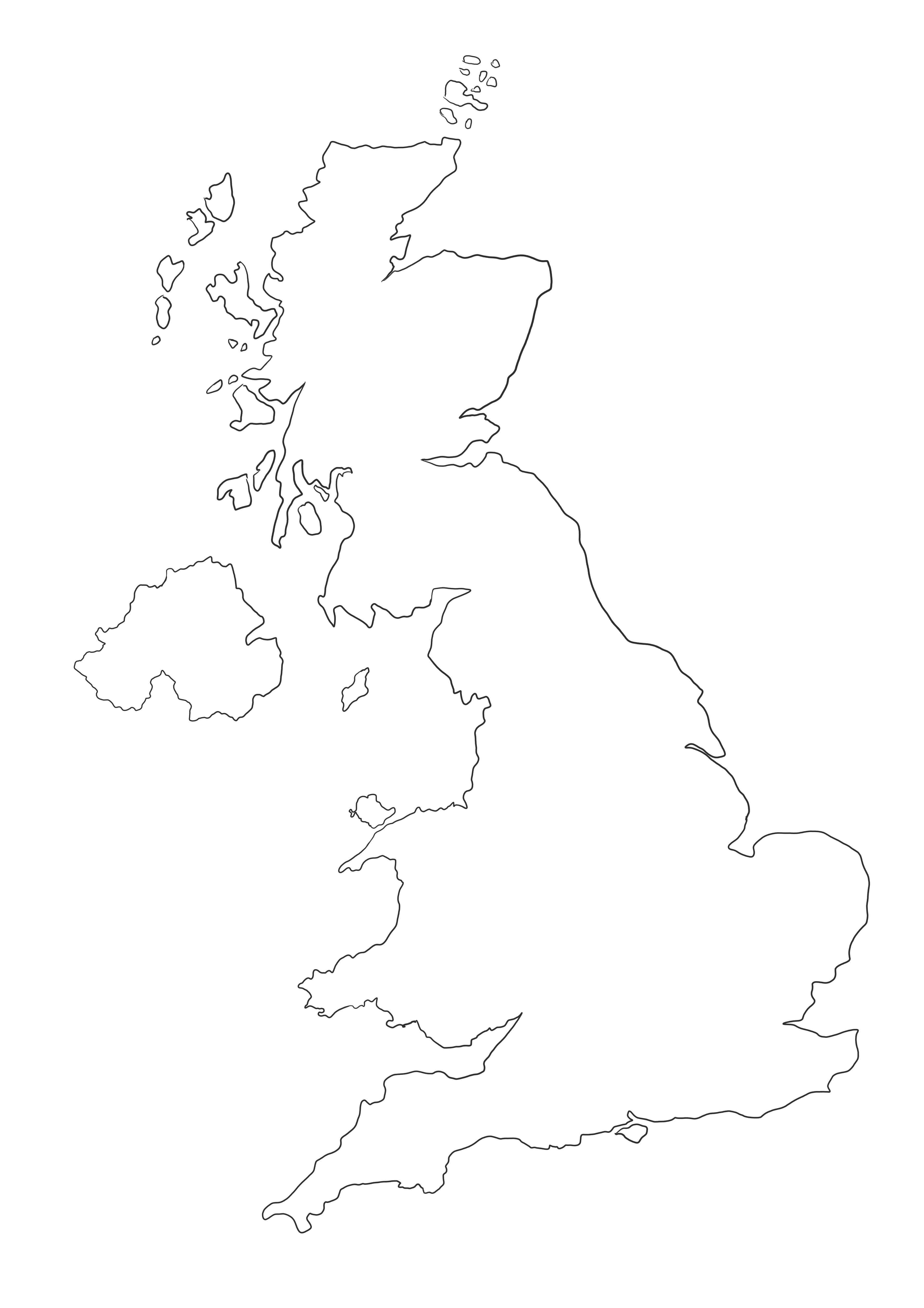 Mapa de contorno del Reino Unido